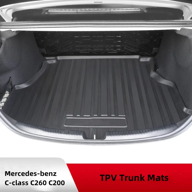 

TPV Car Trunk Mat For Mercedes Benz C Class C260 C200 2021 2022 Black Waterproof Cargo Liner Anti-scratch Protection Carpet