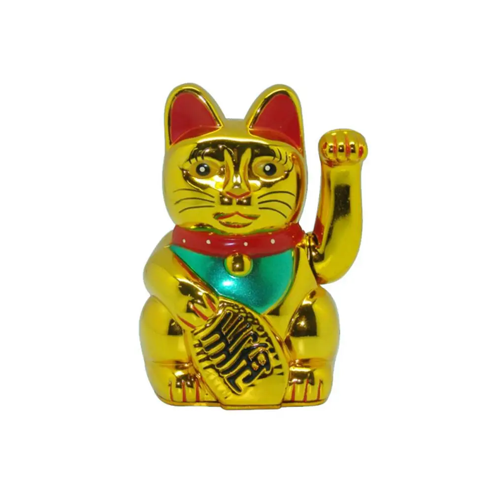 

5inch Lucky Cat Decoration Mini Solar Automatic Waving Lucky Cat Car Decoration Cake Baking Sculpture Home Desktop Ornament