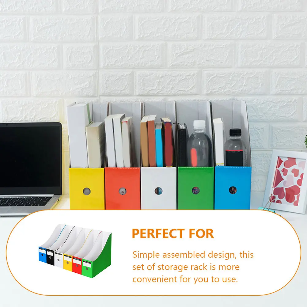 6Pcs 다채로운 파일 폴더 주최자 책 종이 잡지 파일을위한 데스크탑 문서 상자 사무실 학교 책상 보관함