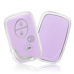 OFFCURVE Premium Leather Key Fob Cover for Lexus - Elegant and Durable Protection (Purple silver)