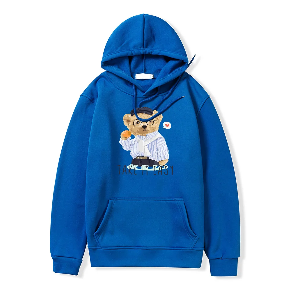Autumn Mens Hoodies Fashion Cartoon Little Bear Print Women Hooded Sweatshirt Oversized Pullover Long Sleeve Vintage Hoodie New