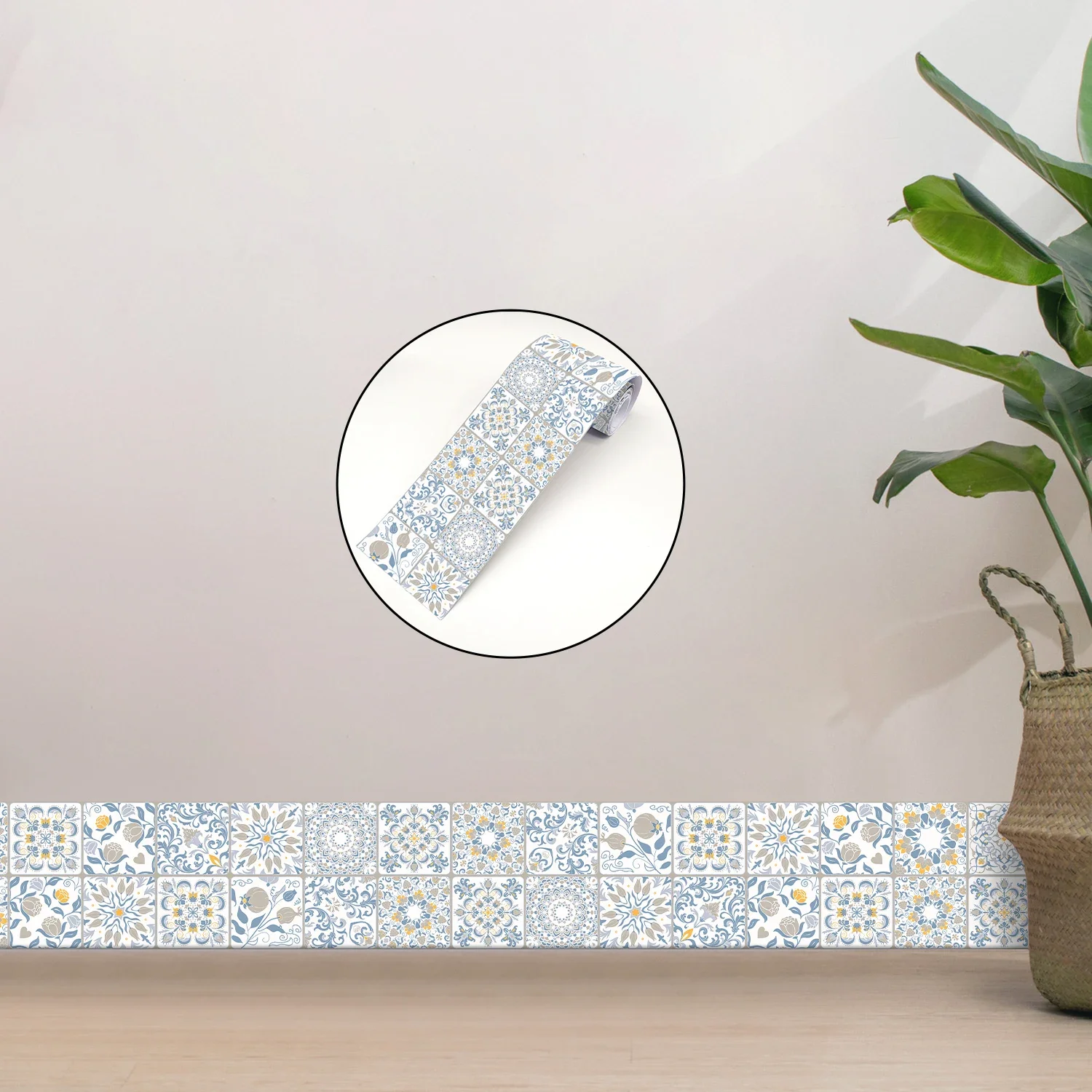 Dán Dính Gạch Ốp Tường Màu Xanh Trắng Vàng - hình ảnh sản phẩm 11