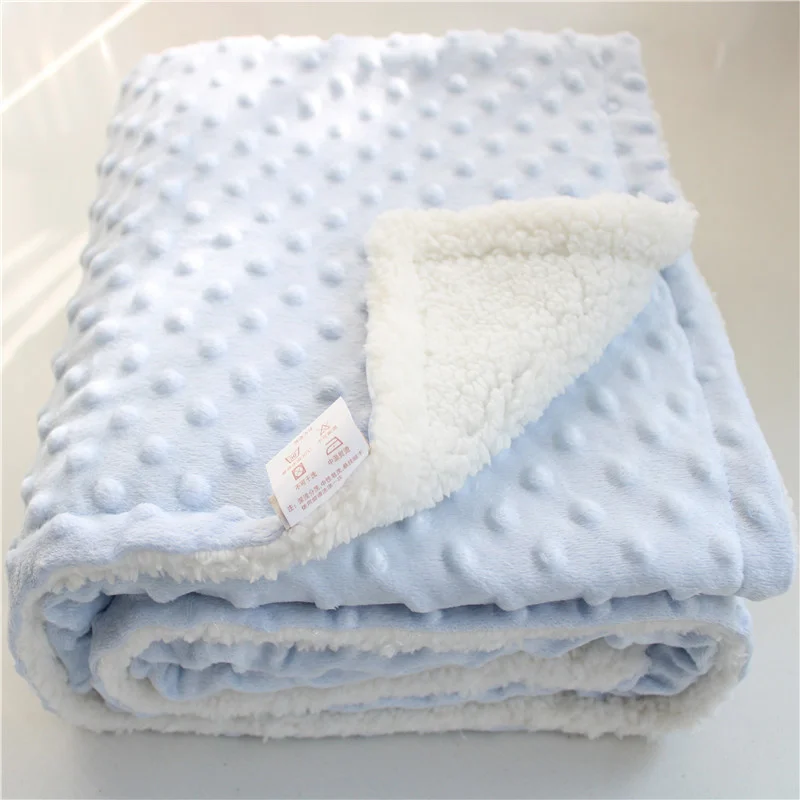 Winter Thick Thermal 3d Minky Dot Kids Blanket Super Soft Sherpa Fluffy Toddler Baby Blanket Quilt Swaddle Office Seat Blanket 4
