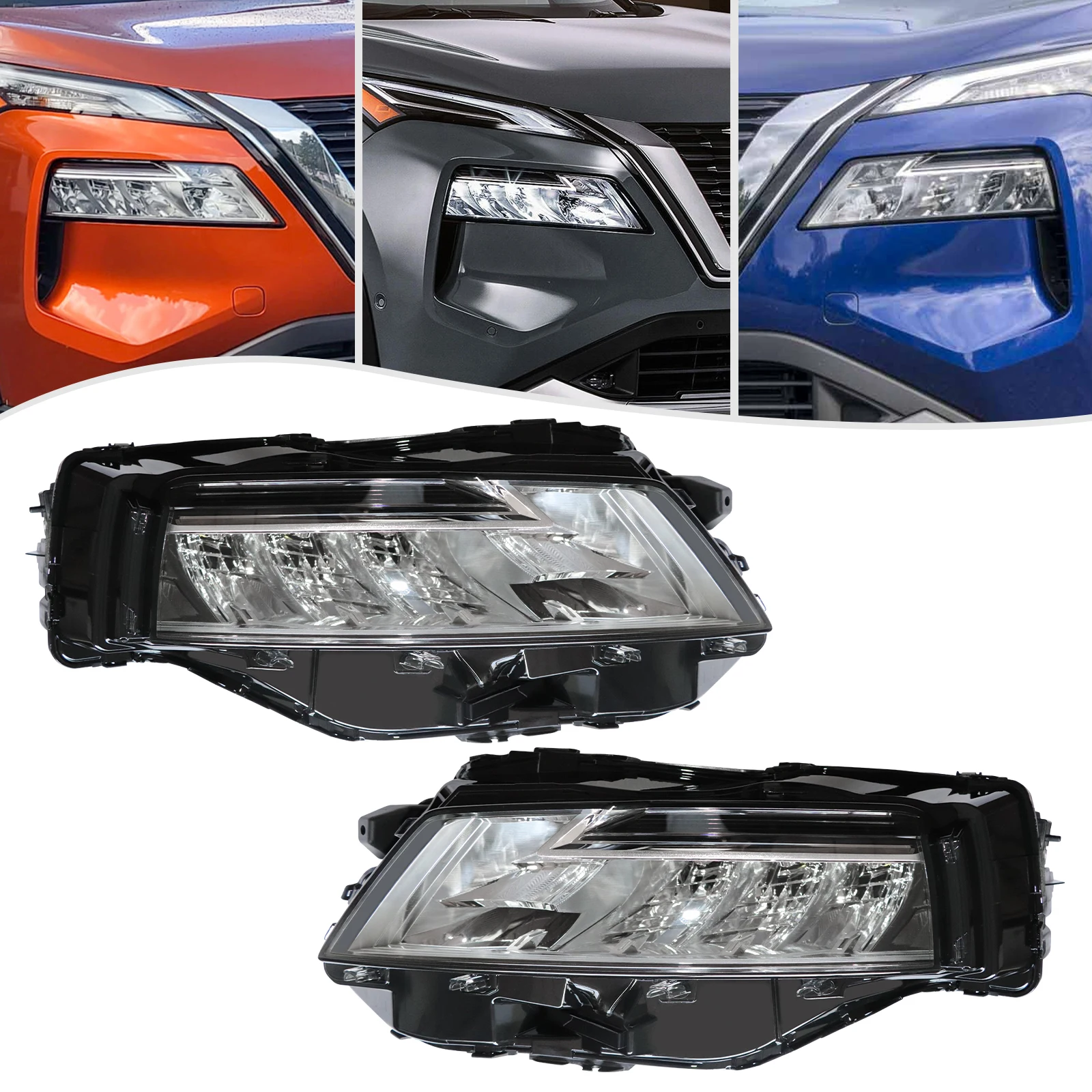 

[Left or Right] Side LED Car Headlights Headlamps Assembly For Nissan Rogue 2021-2022 Replacement High Light Transmittance