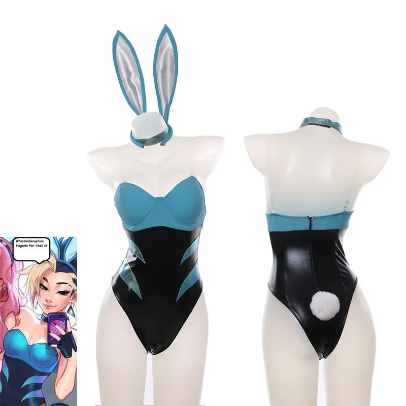 

Game LOL KDA Akali Cosplay Bunny Sexy Women Tights Dress Party Halloween Costumes