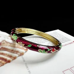 Elegant Enamel Cloisonne Peony Filigree Double Bangle Bracelet - 58 - 60mm (Blue white zinc plated)