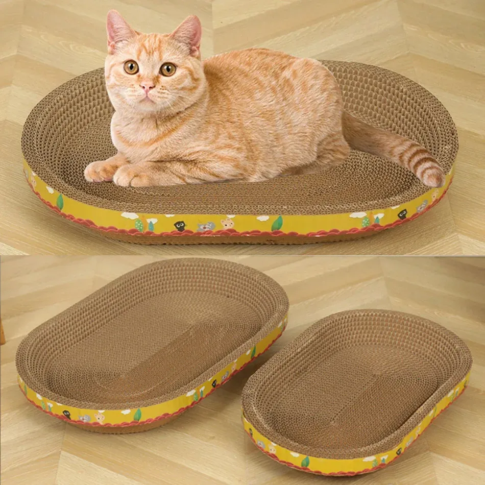 2025 Cat Scratching Board Protect Furniture Grinding Claw Toys Oval Corrugated Paper Wear-resistant Cat Nest Cat Accessories