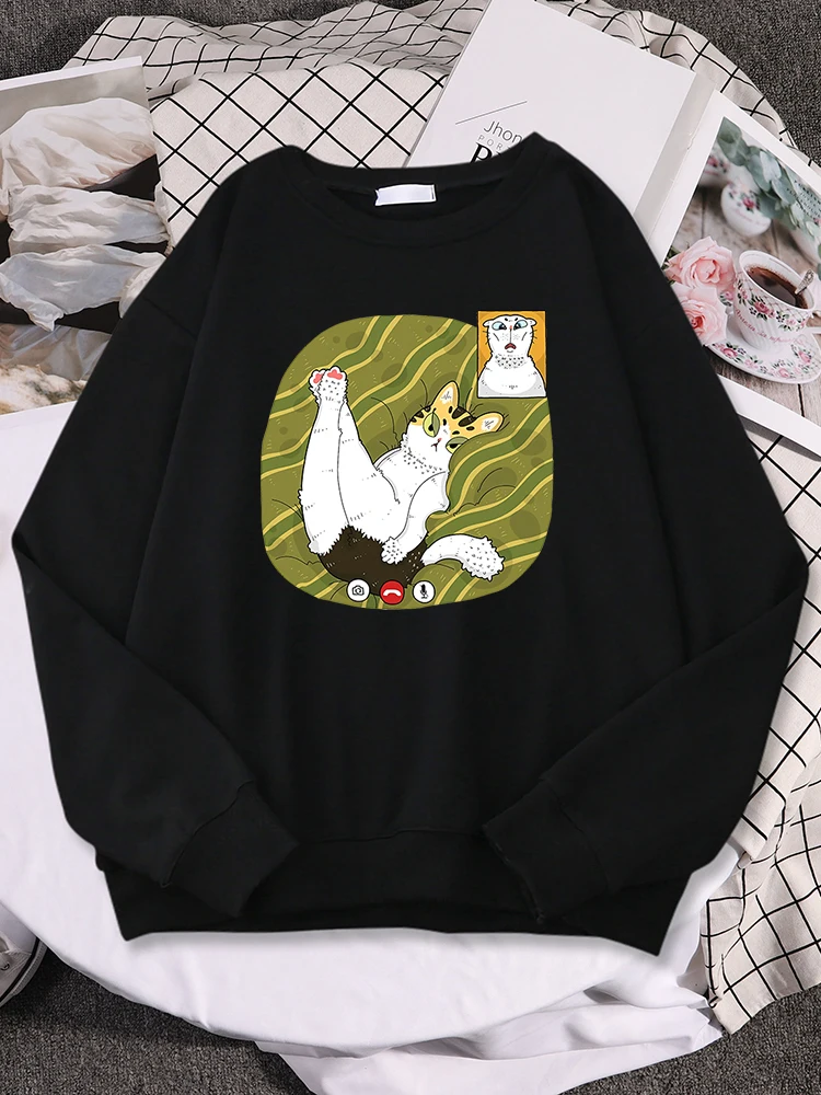 

The Cat In The Video Shows Its Butt Women Hoody Daily Full Sleeve Sweatshirt Loose Comfortable Pullover Soft Crewneck Sportswear