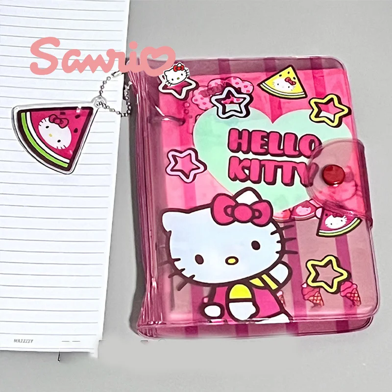 

Sanrio Cartoon Hellokitty Kawaii Girl Heart Transparent Notebook Students Diary Book Portable B6 Handbook Kids Gift Stationery
