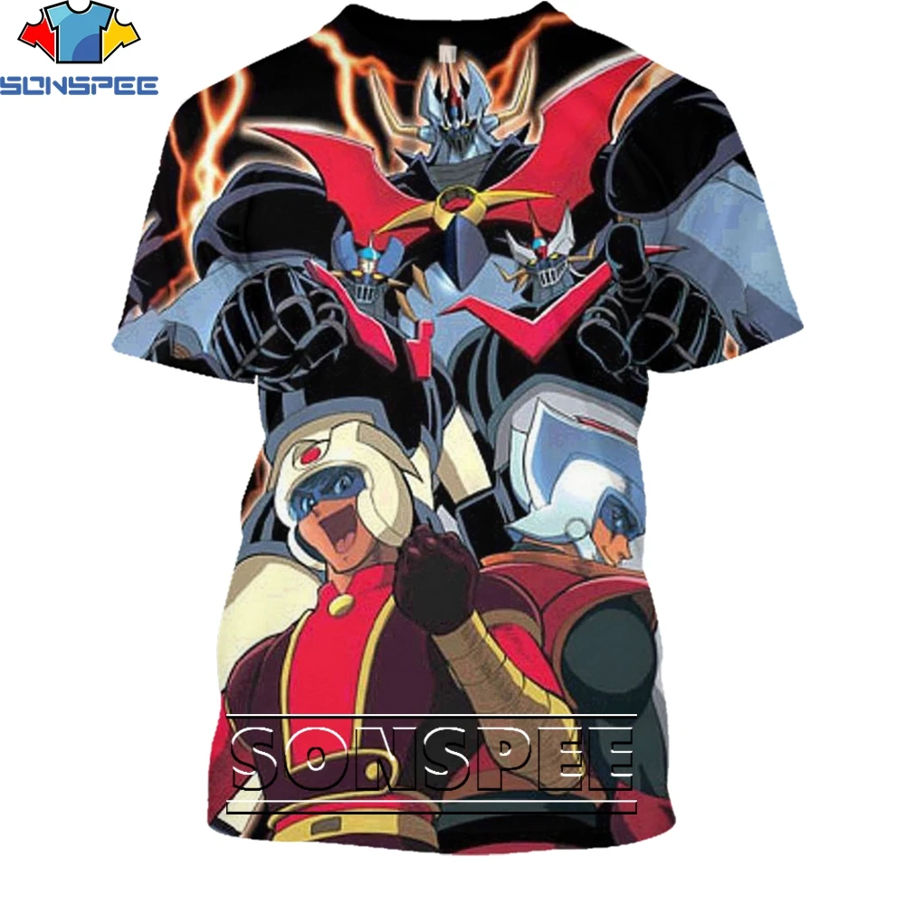 

SONSPEE Men T-shirts 3D Print Classic Retro Anime Mazinger Z Goldorak Summer TShirt Women Male Harajuku Oversized Kids Top Robot