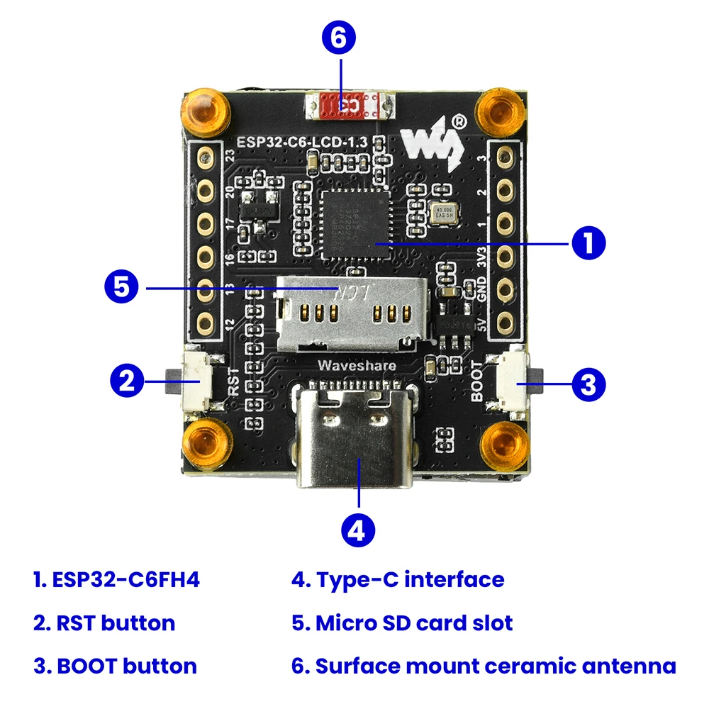รูปสินค้า บอร์ดพัฒนา ESP32-C6 จอ LCD 240x240 สำหรับ AIoT