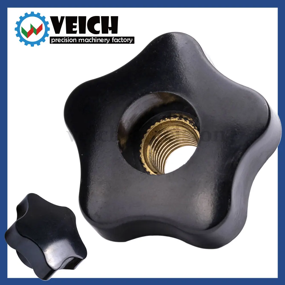 M5 M6 M8 M10 M12 Star Hand Tughten Nuts Handle Black Clamping Knob