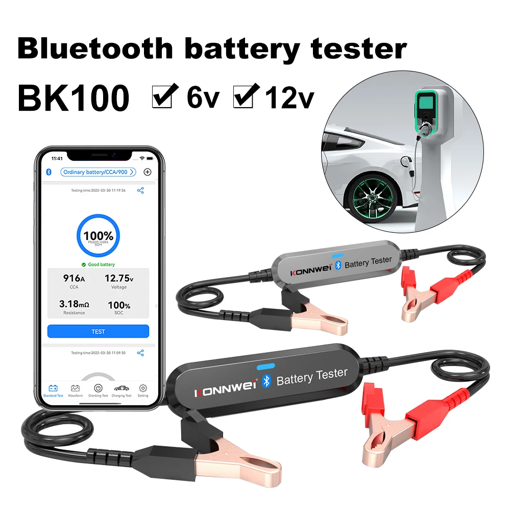 12v Car Bluetooth Test Battery Bk100 Voltage Charging Cranking Lead