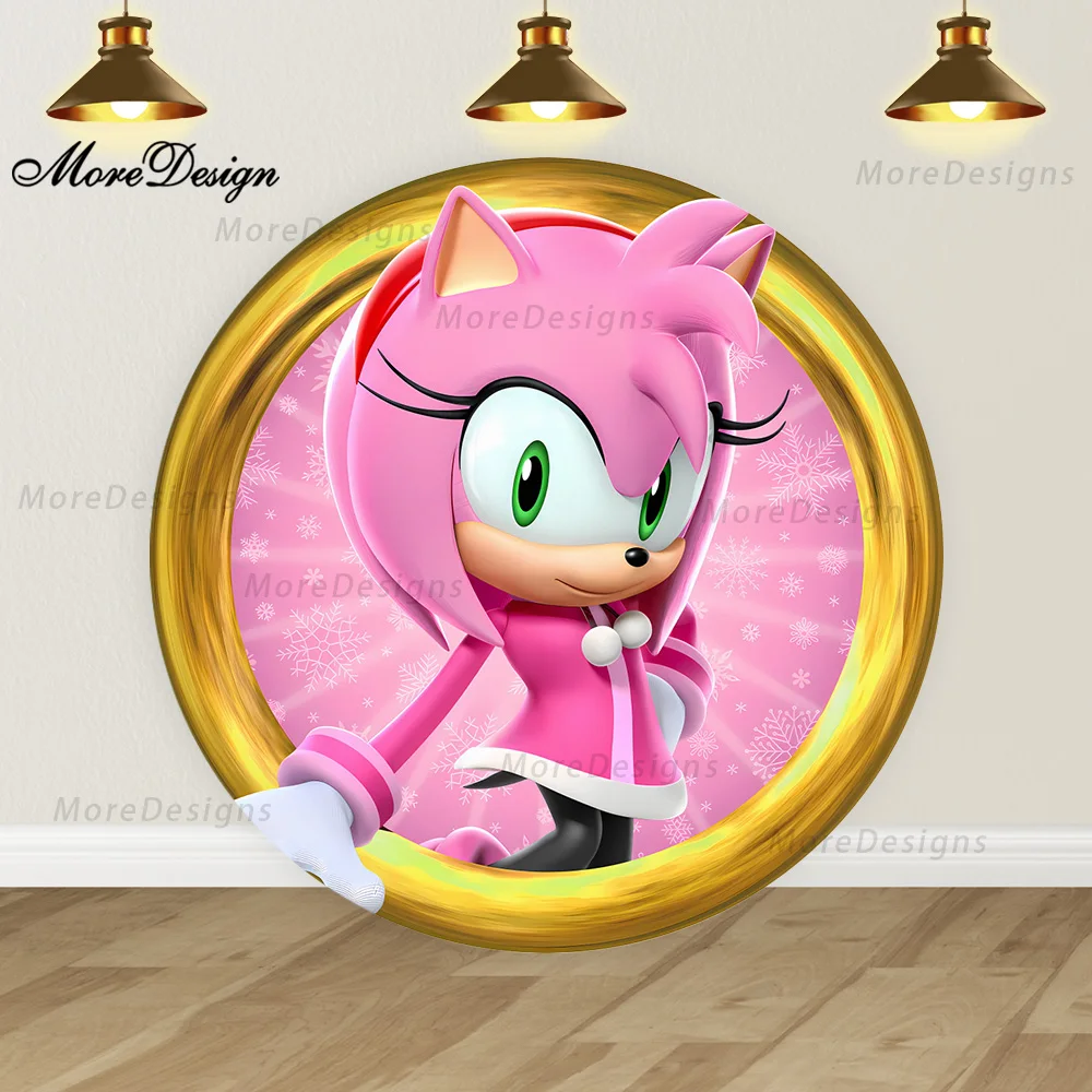 thumbnail image 1 of Fondo de cubiertas redondas de Sonic the Hedgehog para fiesta de cumpleaños de niños, decoración de personajes de juegos de dibujos animados, fondo para fotografía de Baby Show, 1 of 4