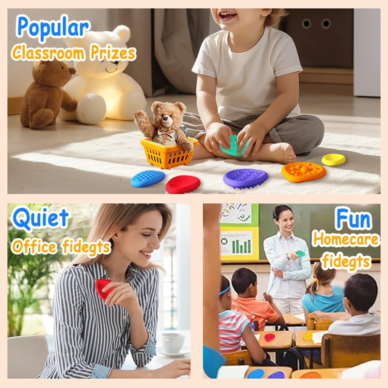 6PCS Soft Worry Stone Fidget Toy Autism Kid Calming Sensory Stone Fidgeting Stress Fingers Activity Toy Adults Anxiety ReliefToy fidget toy,sensory fidget toy,anti stress toy,finger sensory toy