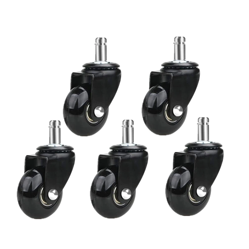 

5 Pcs/Lot 2 Inch Black Pu Transparent Universal Wheel Snap Spring Caster Furniture Office Chair Strong Load Bearing