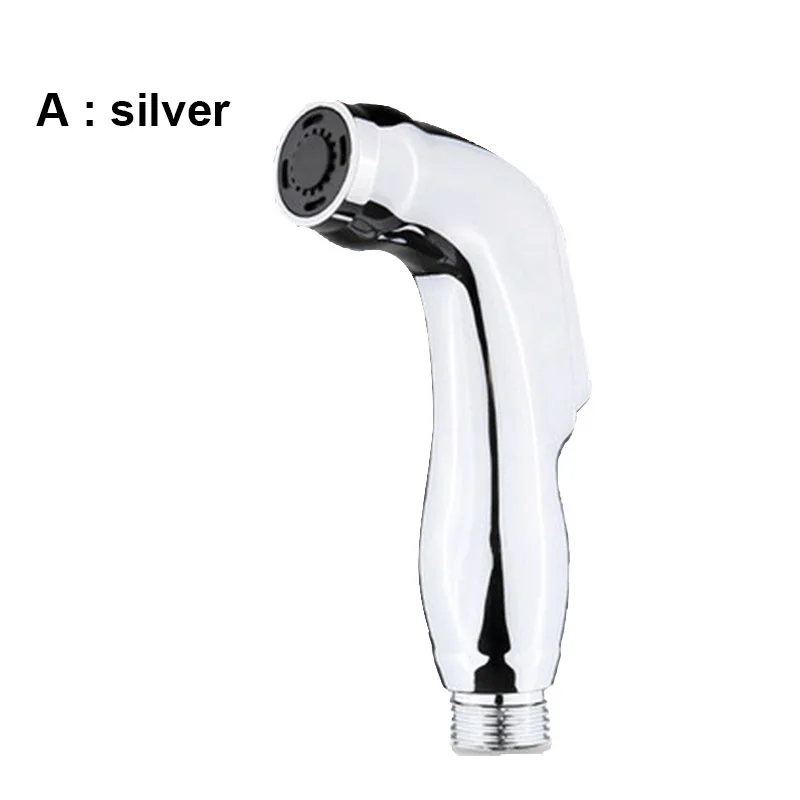 White Silver ABS Self-Cleaning Handheld Bathroom Bidet Sprayer with Nozzle Holder & Hose