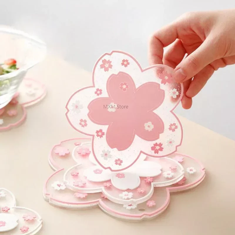 Kawaii Blossom Silicone Coasters Style Sakura Coffee Cup posavasos Sakura Insulated TableMat Tea Cup Home Decor Gift