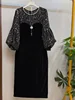 plus Size Velvet Dr with Sequin Splicing Ele Ladylike Sle Heavy Work Embroidery Women's Faion Ci Commute Autumn ...