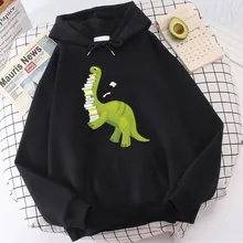 

Anime cartoon men/womens Print Reading Dinosaur Long Sleeve hoodies Oversized boy/girls Hoodies Sweatshirts Streetwear Clothes