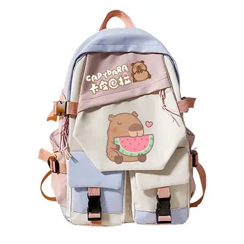 Zaino scolastico per capibara e anguria Mochilas alla moda quotidiana per ragazze Studenti Zaini per capibara per cartoni animati Borse casual per adolescenti