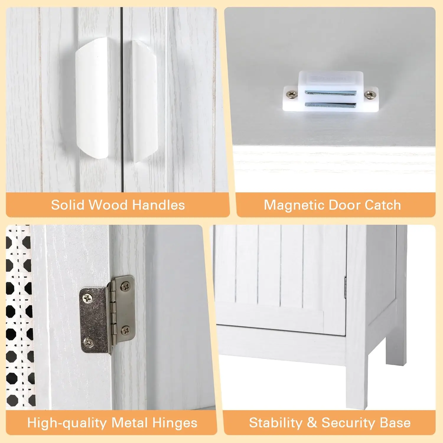 71"Kitchen Pantry Storage Cabinet,Tall Storage Cabinet with Rattan Doors & Adjustable Shelves, Freestanding Cupboard Wood Pantry