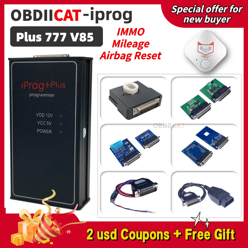 

IPROG+PLUS ECU Programmer V85 OBDII Connector IMMO-Key Support PCF79xx SN777 5V Full Adapters Diagnostic Tools