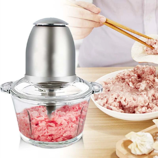 Electric Food Chopper-Food Processor-Meat Grinder 2L Glass Bowl- 300W Food  Grinder Machine for Meat Vegetable Fruit Onion Garlic Spices (2L)