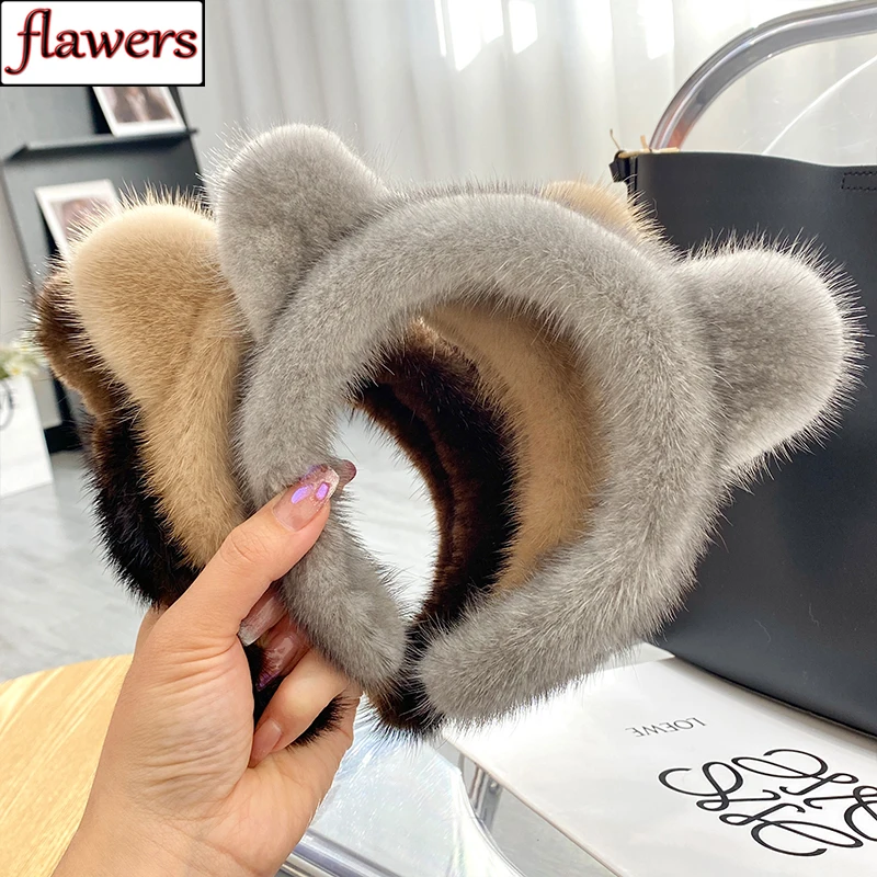 

2024 Hot Sale Women Luxury winter 100% Real Mink Fur Headbands High Quality Real Fur Hair Band Lady Fashion Hair Hoop Furry Gift