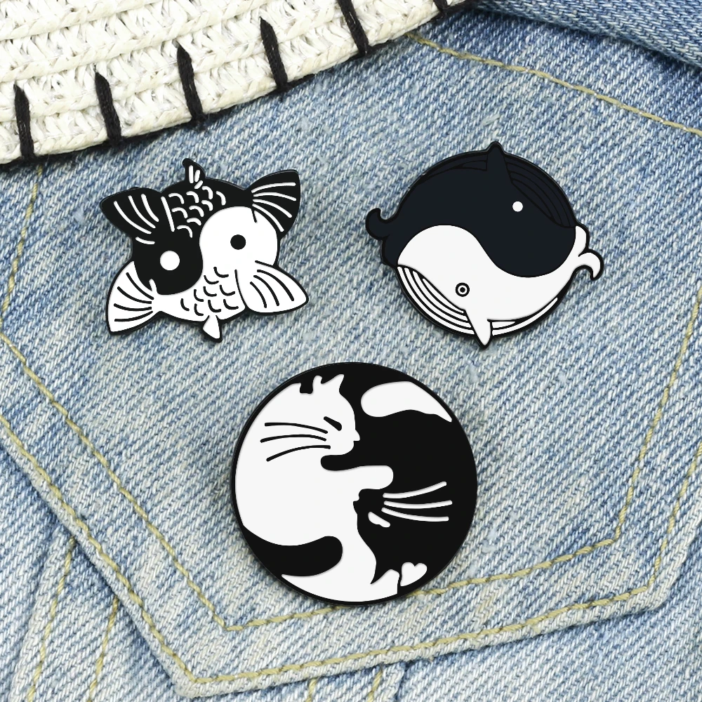 7 Stück Schwarze Katzen Emaille Anstecknadeln - Niedliche Tier Broschen Für Jacken & Taschen