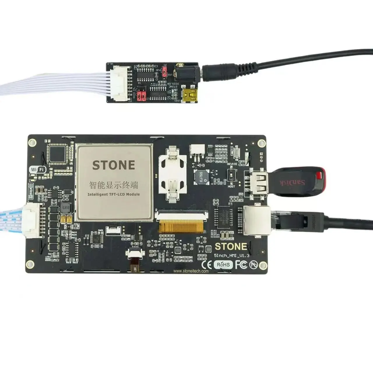 LCD 터치 패널 TFT 드라이버, 플래시 메모리, UART 포트, 전원 공급 장치 등, 5.0 인치, 기성