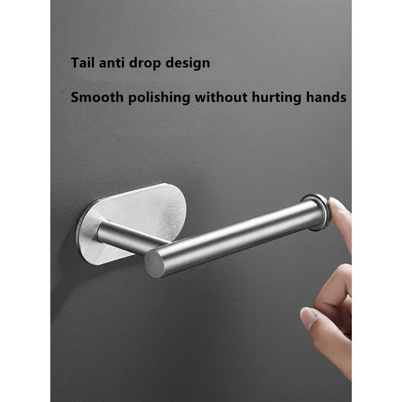 No Punching Wall Mounted Toilet Paper Holder Rustproof Anticorrosion Stainless Steel Bathroom Kitchen Roll Paper Toilet Holder
