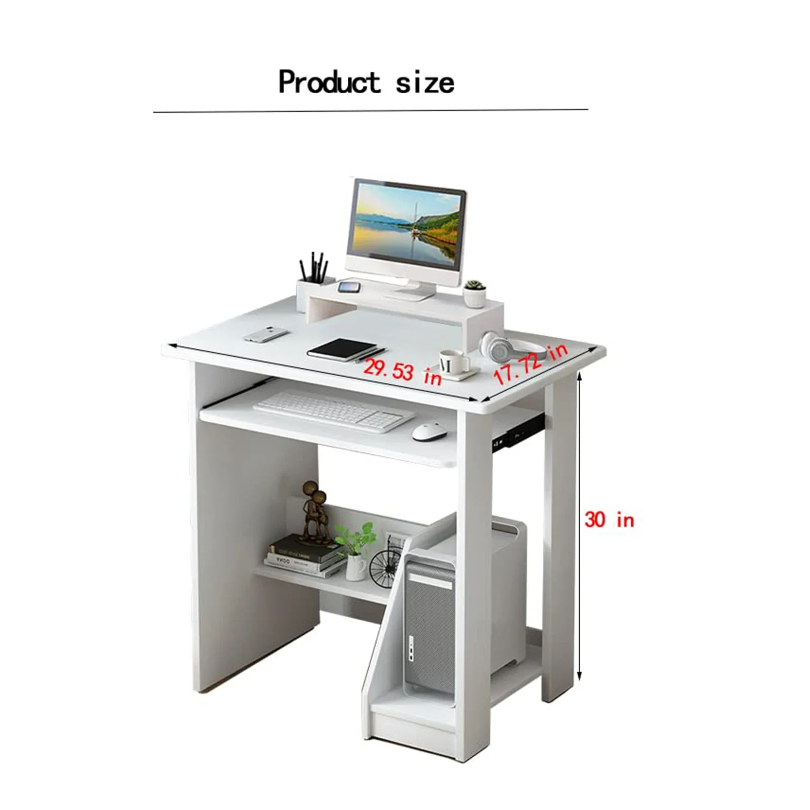 Home Office Computer Desk with Monitor Stand Keyboard Tray,  Study Desk PC Laptop Table , Modern Workstation for Small Spaces 4