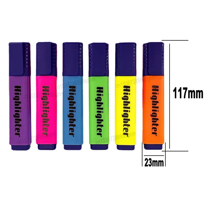 6Pcs Set Candy Color Highlighter 4mm Oblique Tip Art Marker Fluorescent Pen Office School Wrting Drawing Graffiti Stationery