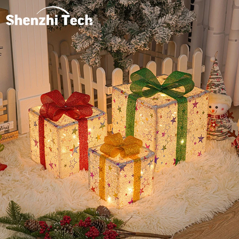 Gift Boxes Lights with Remote Control, Set of 3 Smart Luxury Present Boxes Lamp, for Holiday, Gift, Party, Winter, Home Decor