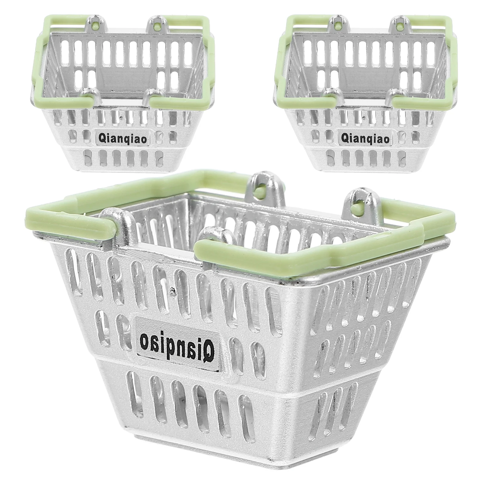 

3 Pcs Dollhouse Shopping Basket Miniature Toy Storage Picnic Small Plastic Retail Baskets Supermarket Cart for with Handle