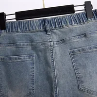 150Kg Plus Size Women's Spring Autumn Jeans Loose Straight High Waist Denim Pants Blue 4XL 5XL 6XL 7XL 8XL 9XL - Image 4