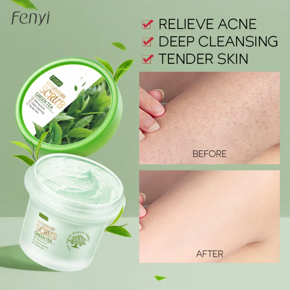 

100g Green Tea Scrub Face Body Scrub Deep Cleanse Exfoliating Hydrating Moisturizing Elbows Knees Body Whitening Cleansing Scrub