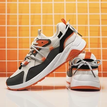 

Summer Mesh Sneakers Couple Shoes Fashion Lace-up Design Men Casual Chunky Sneakers Non-slip Male Vulcanized Shoes basket homme