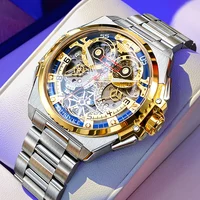Montre-bracelet pour homme OUPINKE, squelette, acier inoxydable 316, étanche 50m, montre mécanique automatique originale, date, lumineuse. 1