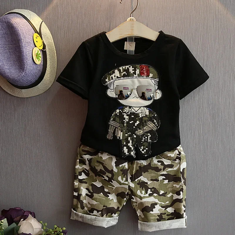 

Baby Clothing Set for Boys Kids Summer Infant Suit Children Casual Glasses Clothes Cotton Top+Shorts 2PCS Camouflage Outfit