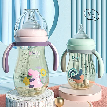 3 in 1 Baby Feeding Bottle Children Water Bottle With Straw Wide Caliber Baby Milk Bottles Heat Resistant Duckbill Drinking Cup