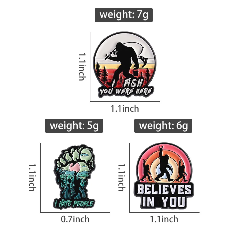 Outdoor-Kollektion: Emaille-Pins, Wander-Broschen, Bigfoot-Kameras, Broschen mit Seen- und Berglandschaften, Abzeichen, Rucksack-Schmuck für Freunde – Detail 2