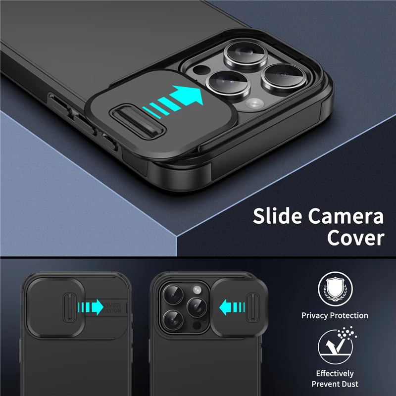 Luxury Slide Camera Protection Shockproof Armor Matte Phone Case Cover
