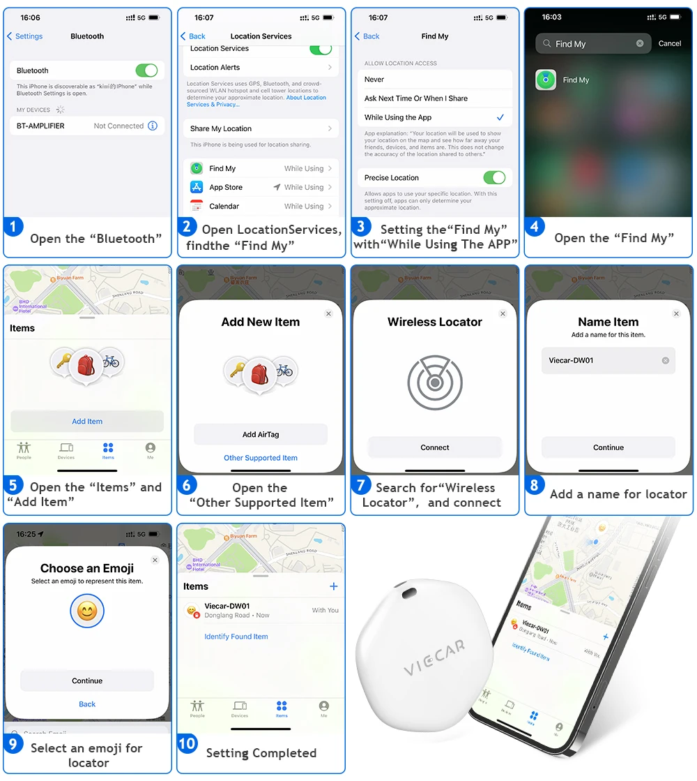 Mini Viecar Car GPS Tracker Anti Lose Motorcycle Wireless Real Time Smart Tracker Anti-theft Reminder For Find My For IOS/IMAC