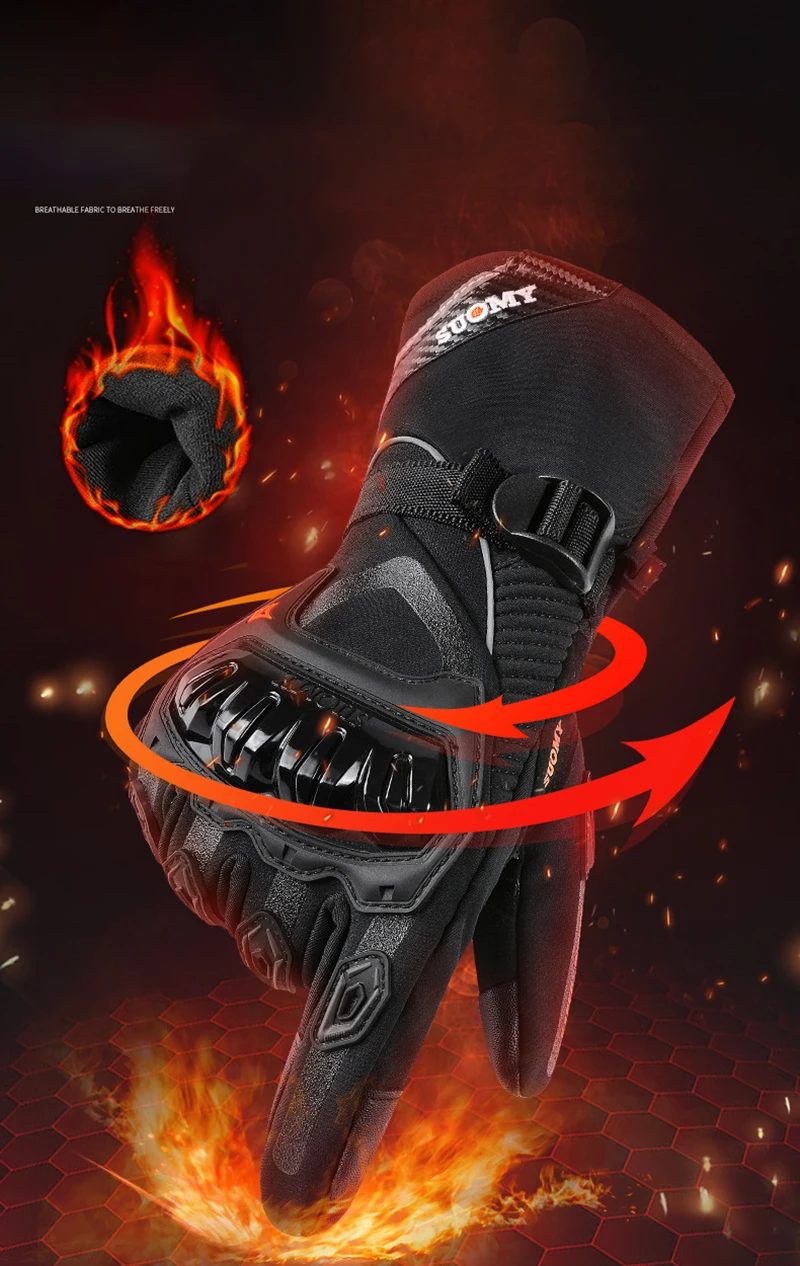 Durable Motorcycle Gloves for Men - Leather Waterproof Touch