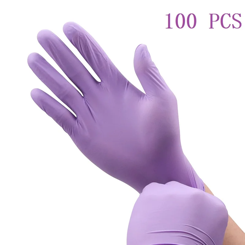 Nitrile Gloves Disposable Latex Free Exam Gloves Food Grade Kitchen Waterproof Allergy Free Nitrile gloves Purple For Women