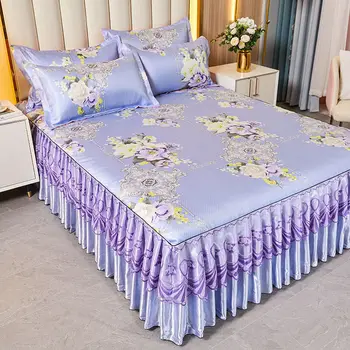 2/3 Pcs Bedding Set Home Classic Lace Bed Spreads Machine Washable Bed Sheets Pillowcases with Elastic Band for Queen King Size - Image 5