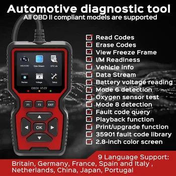 OBD2 Scanner Live Data Professional Mechanic OBDII Diagnostic Code Reader Tool for Check Engine