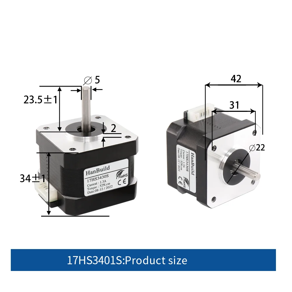17HS3430S 42 stepper motor 4-Lead 0.4A 2800g.cm 34mm length for 3d Printer 12V Nema17 1PCS